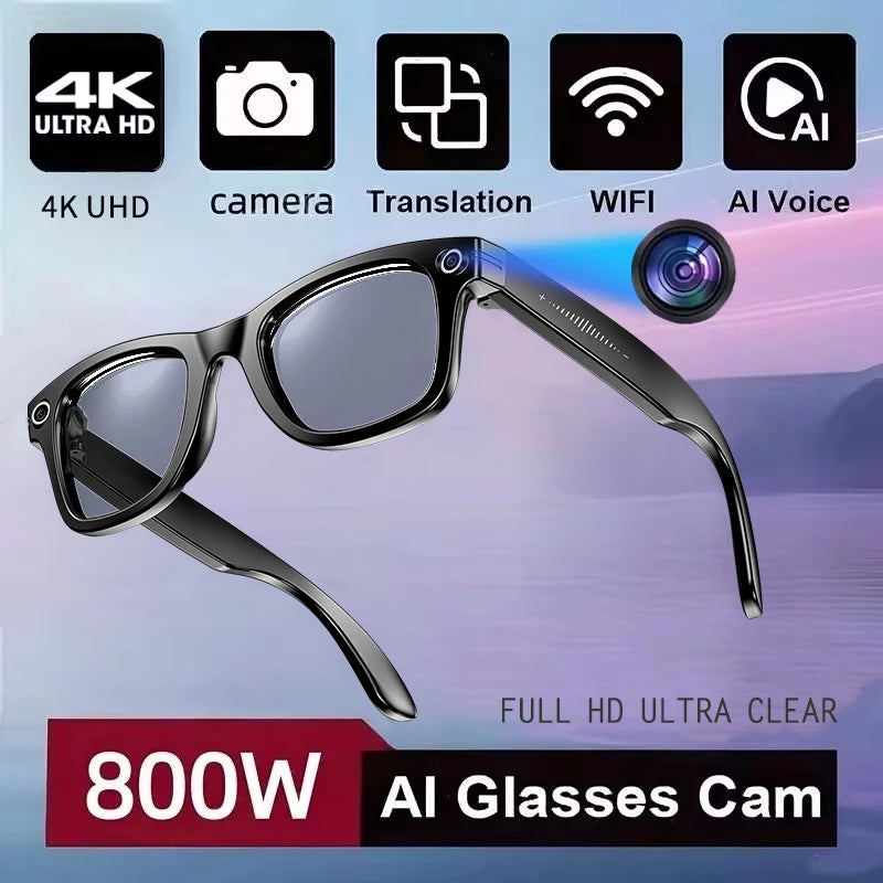 800W Camera AI Smart Glasses — Color-Changing Lenses, AI Translation, HD Video & Waterproof Calling