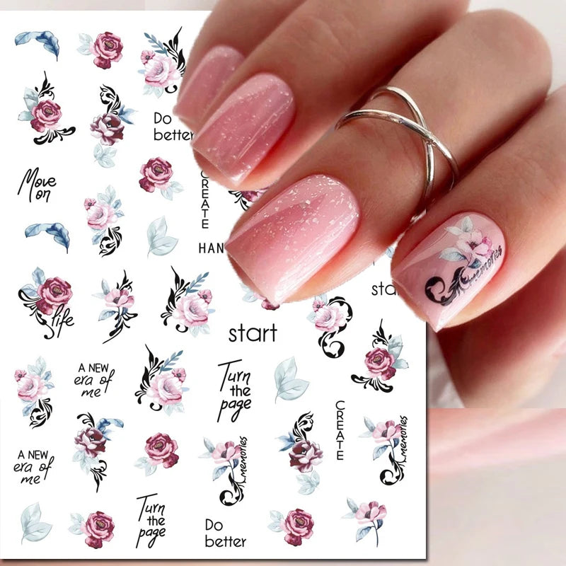 3D Summer Tropical Nail Art Sticker Decals — Palms, Butterflies & Flowers