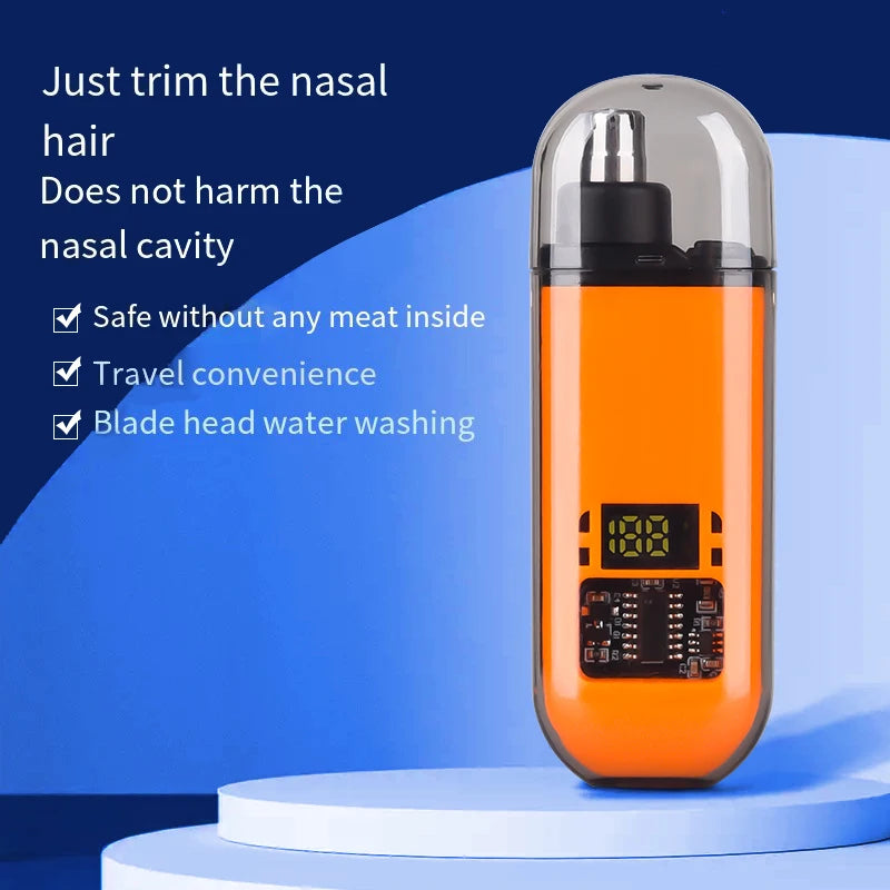 Clean. Precise. Painless. — Portable Rechargeable Nose & Ear Hair Trimmer | Mini Compact Design, Safe Blade, Men’s Grooming