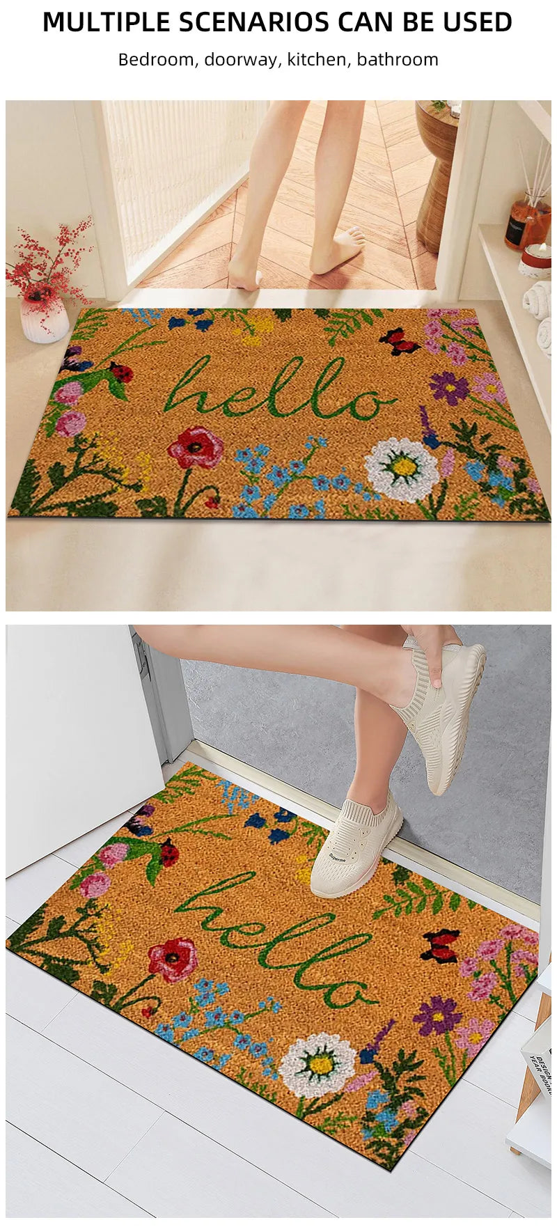 Non-Slip Welcome Doormat – Durable Machine Washable Outdoor Entrance Mat for Home & Family