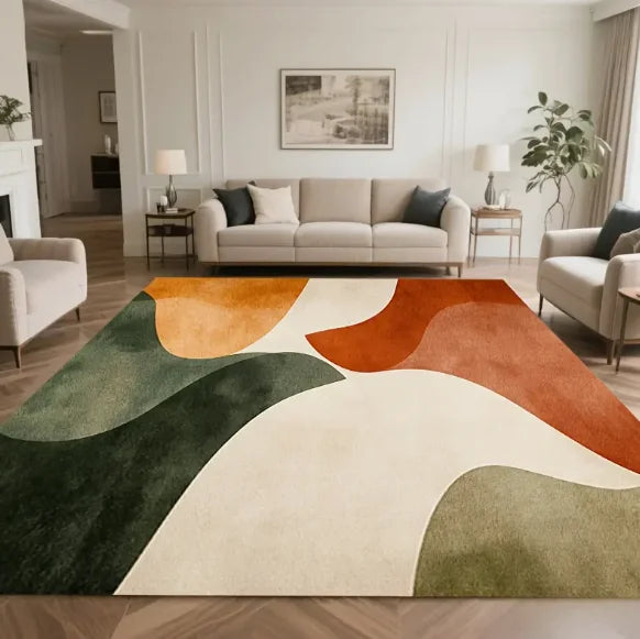 Modern Printed Floor Mat – Soft Lines Design, Living Room, Bedroom, Kitchen, Terrace & Office
