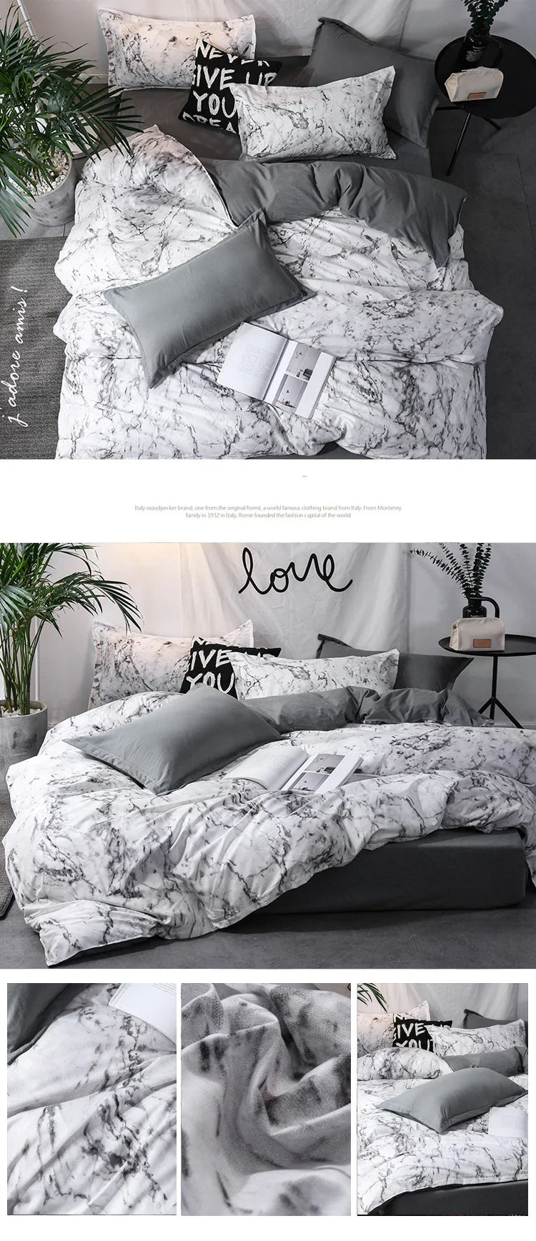 Black & White Duvet Cover Set – 200TC 3-Piece Bedding with 2 Pillowcases, 10 Sizes