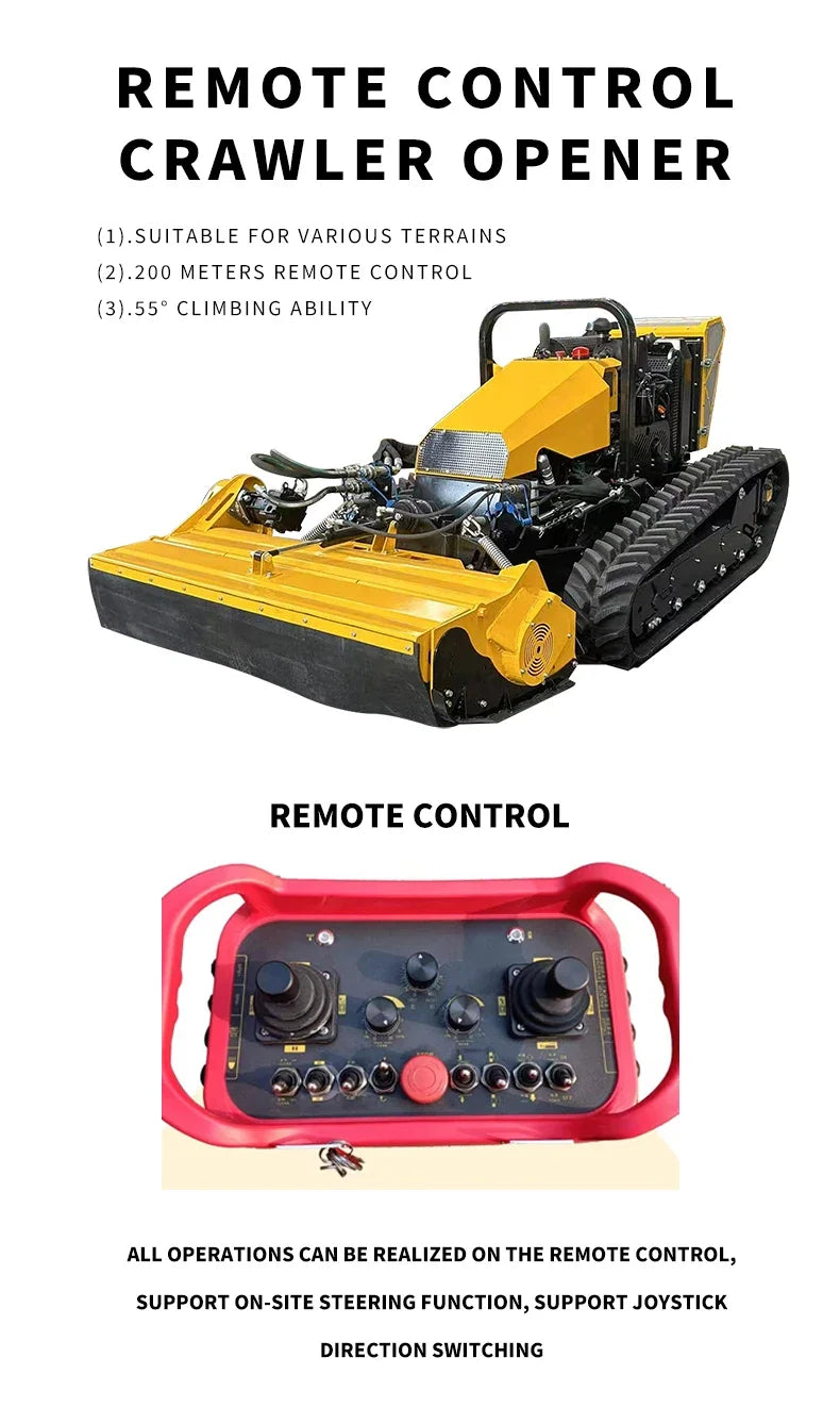 Remote Control Crawler Forestry Mulcher – Yanmar Diesel Hillside Grass & Weed Mower