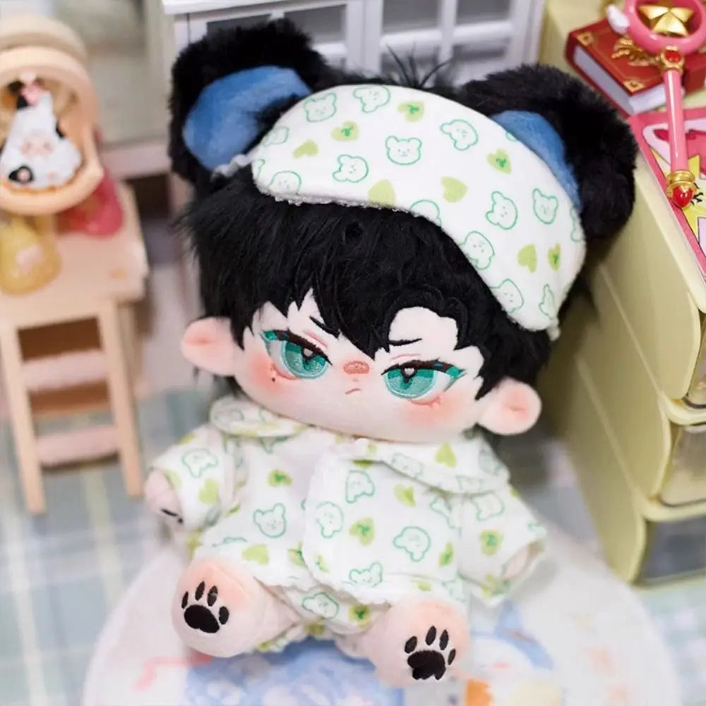 Doll Pajamas with Eye Mask – 15cm & 20cm Cotton Cartoon Doll Sleep Clothes & Bathrobe