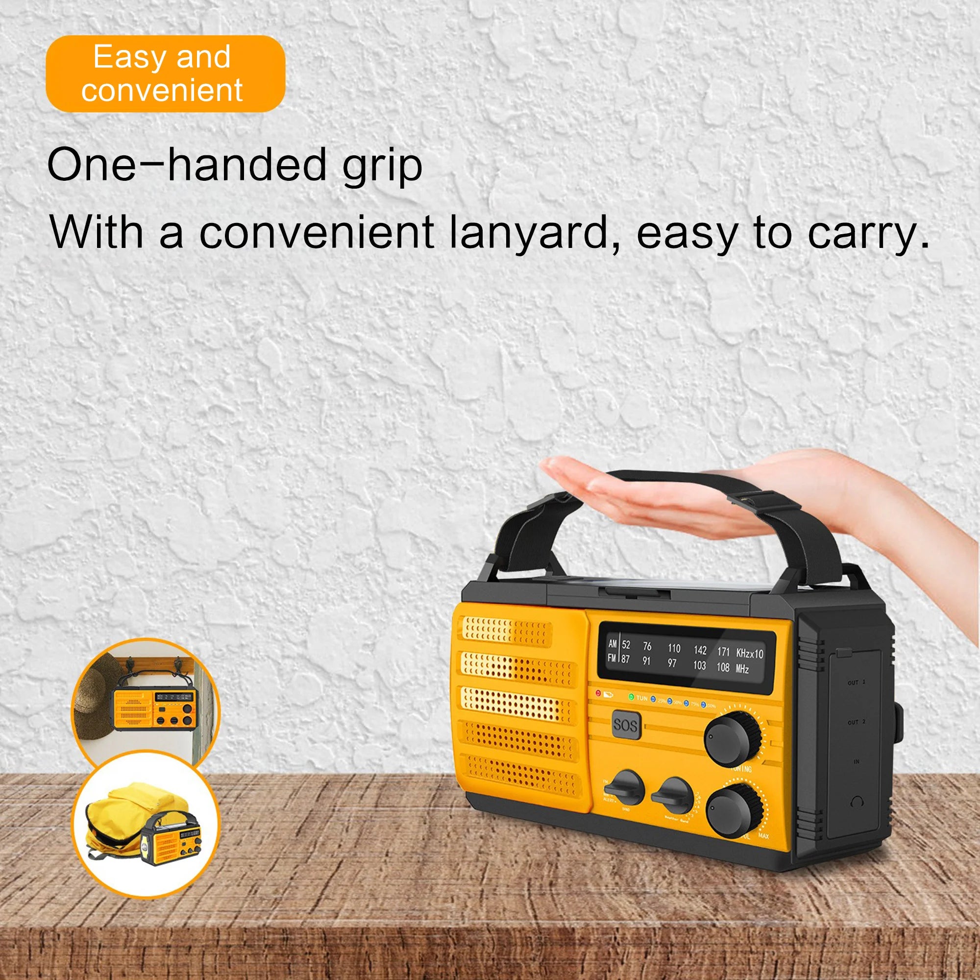 Emergency Weather Radio — FM/AM/WB, Hand Crank Solar, 2000mAh Power Bank & LED Flashlight