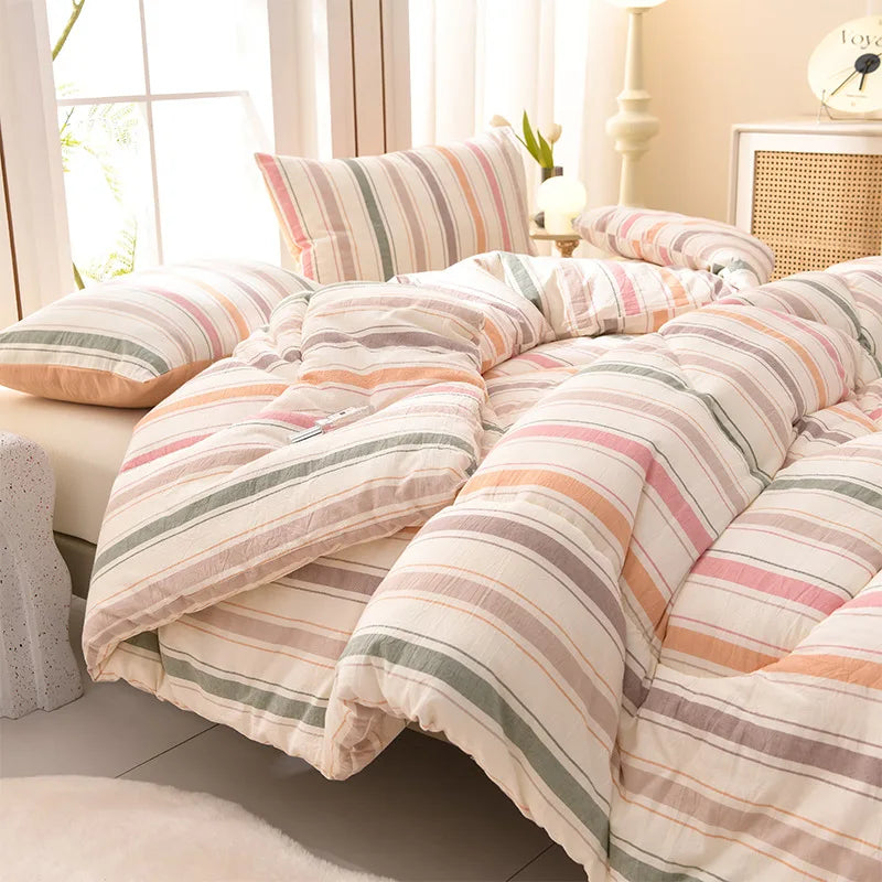 Plaid Yarn-Dyed Flannel Fleece Comforter – Thick Winter Blanket in 7 Colors, 3 Sizes