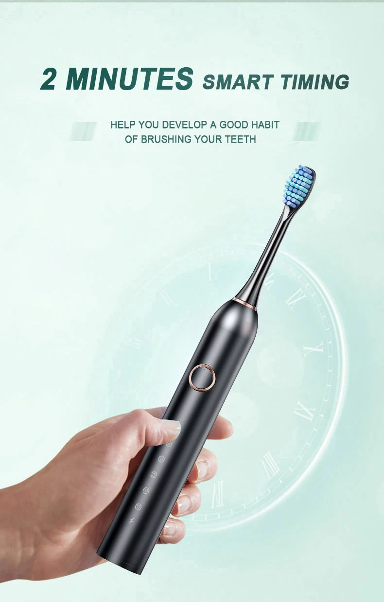 GeZhou Sonic Electric Toothbrush – 6 Cleaning Modes, 4 Brush Heads, USB Rechargeable