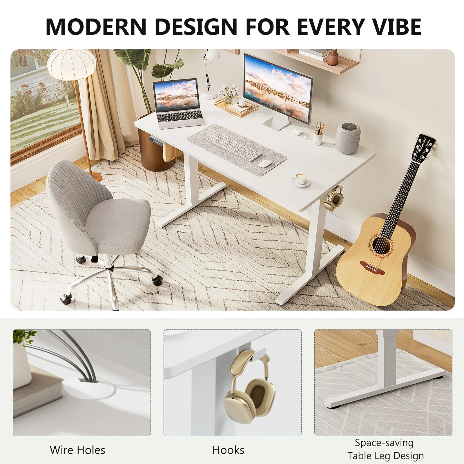 Electric Sit-Stand Standing Desk — Adjustable Height Ergonomic Rising Desk, 40–55 Inch, Multiple Colors