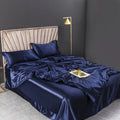 Silky Rayon Bedding Set – Luxury Solid Color Duvet Cover with Sheet & Pillowcases, 6 Colors & 5 Sizes