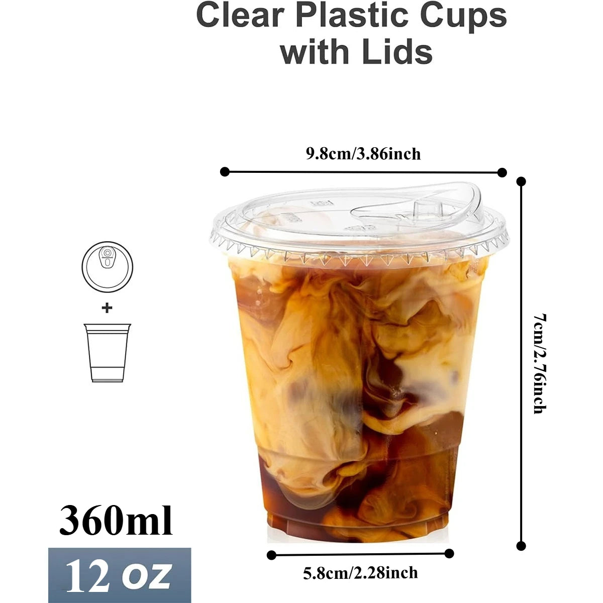 Clear Disposable Plastic Cups with Sip Lids – Iced Coffee & Smoothie Cups, 12/16/20oz, 20 or 50 Pack