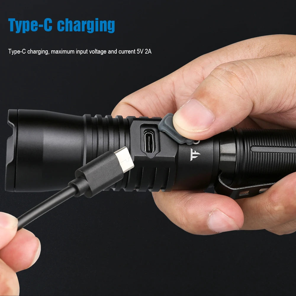 Trustfire T30R Tactical Flashlight – 1100M Range, 460LM, 18650 Rechargeable Self-Defense Torch