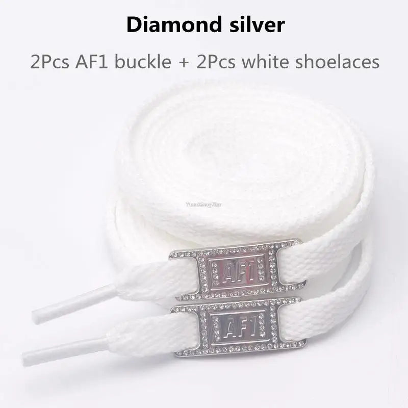 AF1 Shoelaces Combination Set — White Flat Laces & Shoe Decoration for Air Force One Sneakers