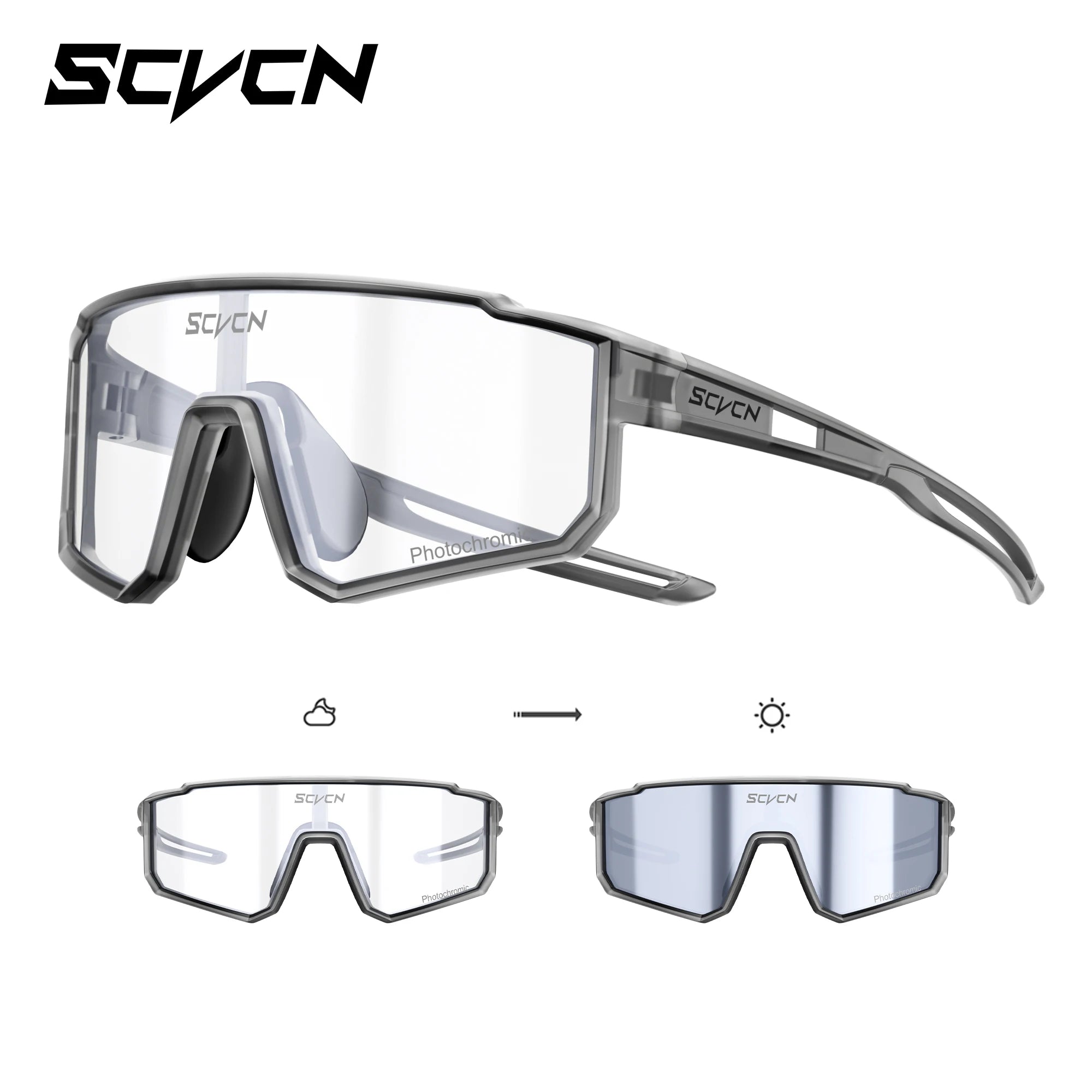 SCVCN Kids Photochromic Sport Sunglasses | UV400 Boys Girls Outdoor Skateboarding Bike Golf Eyewear