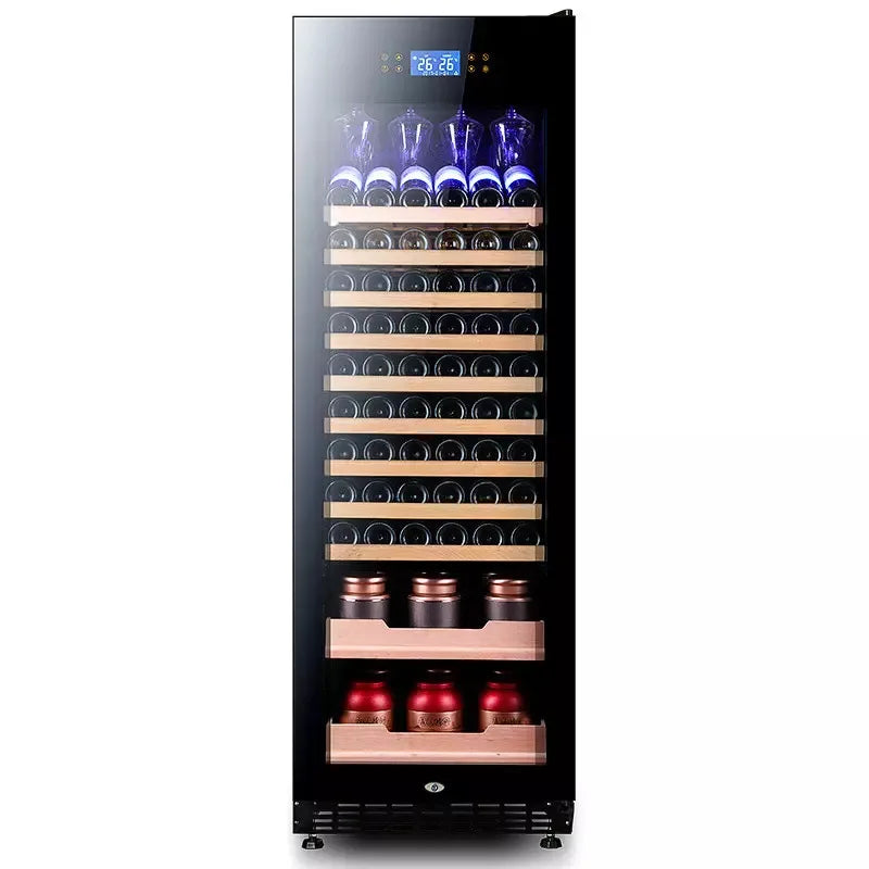 165-Bottle Dual-Zone Large Wine Cooler — 508L Freestanding Compressor Wine Fridge with Beech Wood Shelves & Touch Control for Home, Hotel & Commercial Use