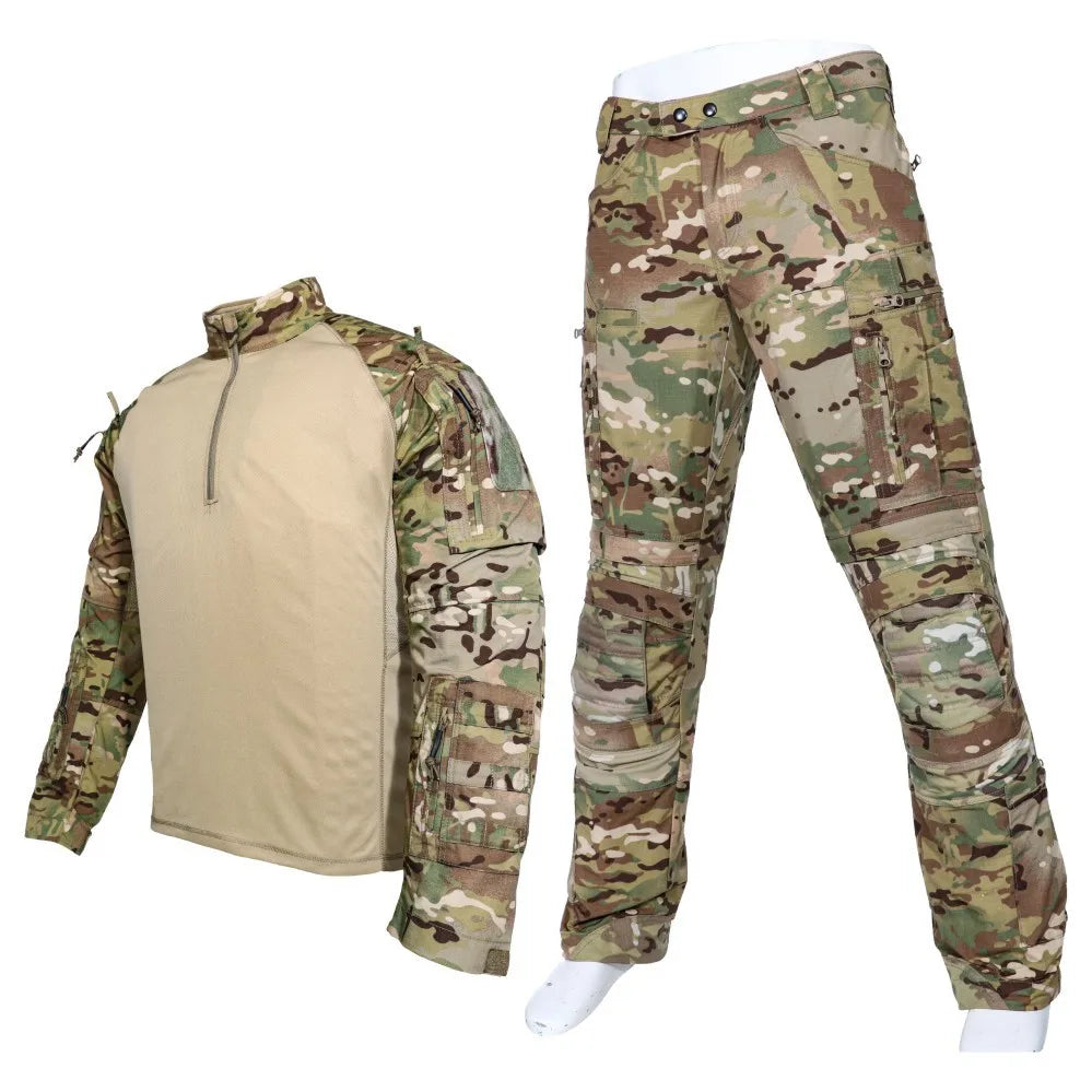 Men's Tactical Frog Suit Uniform Shirt & Cargo Pants 2-Piece Outdoor Set