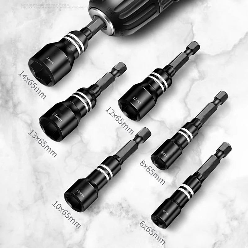 Magnetic Hex Shank Nut Driver Set — Power Tool Bit Adapter for Drill & Impact Driver