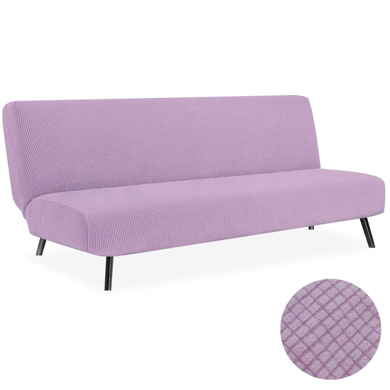 Armless Futon Sofa Bed Cover – Polar Fleece Elastic Slipcover for Folding Furniture & Bench