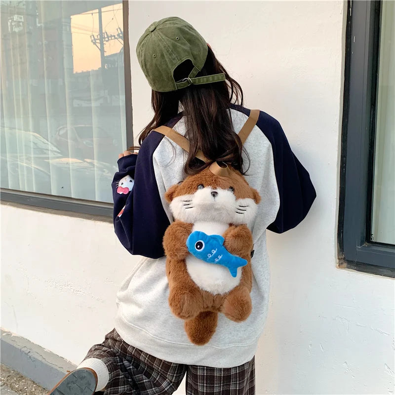 Otter Plush Backpack – Cute Stuffed Animal Bag for Kids & Girls