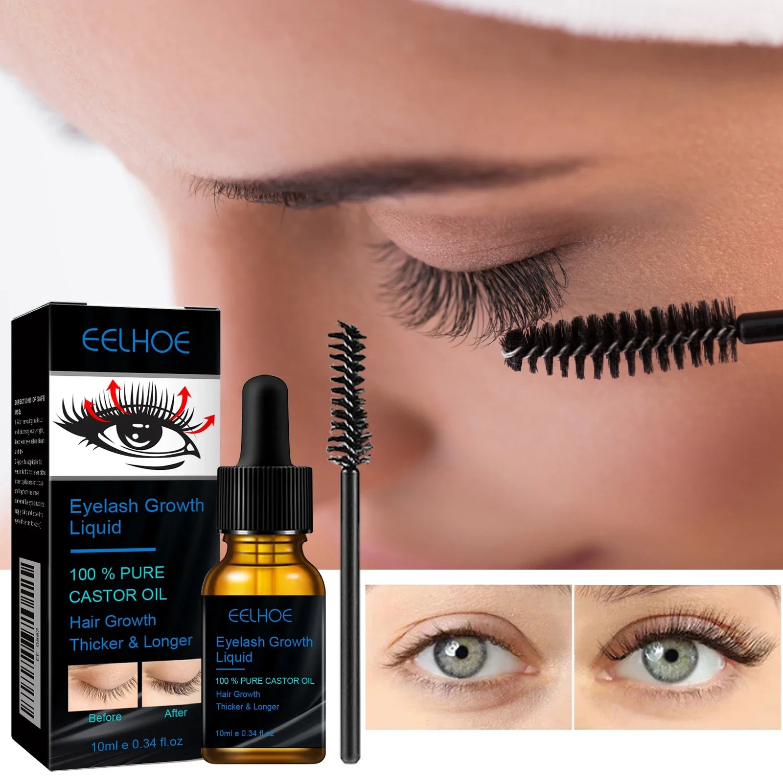 Eyebrows Natural Thick Slender Curl Moist Natural Castor Oil Growth Liquid Serum Extension Eyelash Female Makeup Product