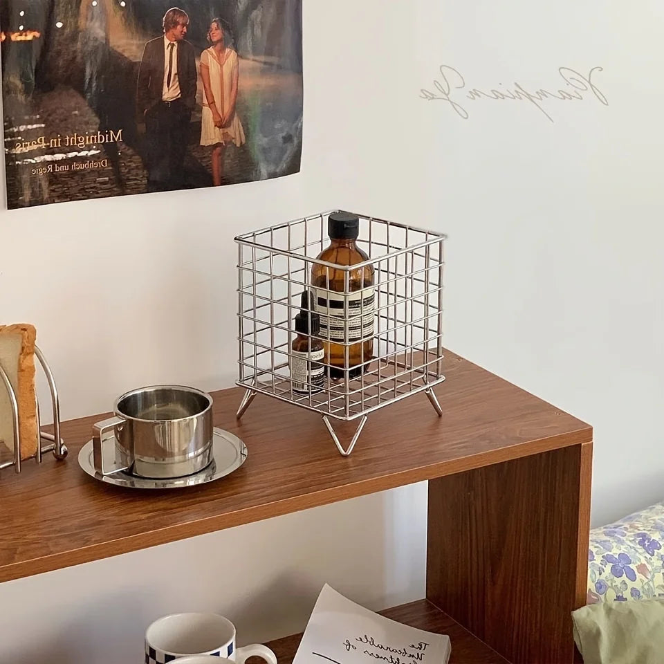 Metal Office Desk Storage Basket — Multi-Functional Shelf & Organizer Basket
