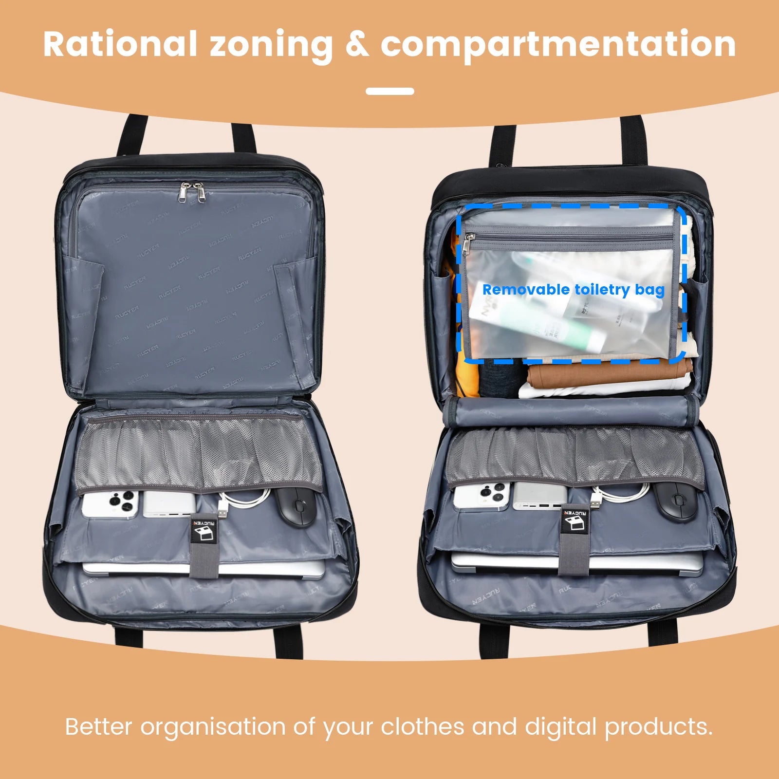 18" Waterproof Rolling Briefcase — Wheeled Laptop Business Bag