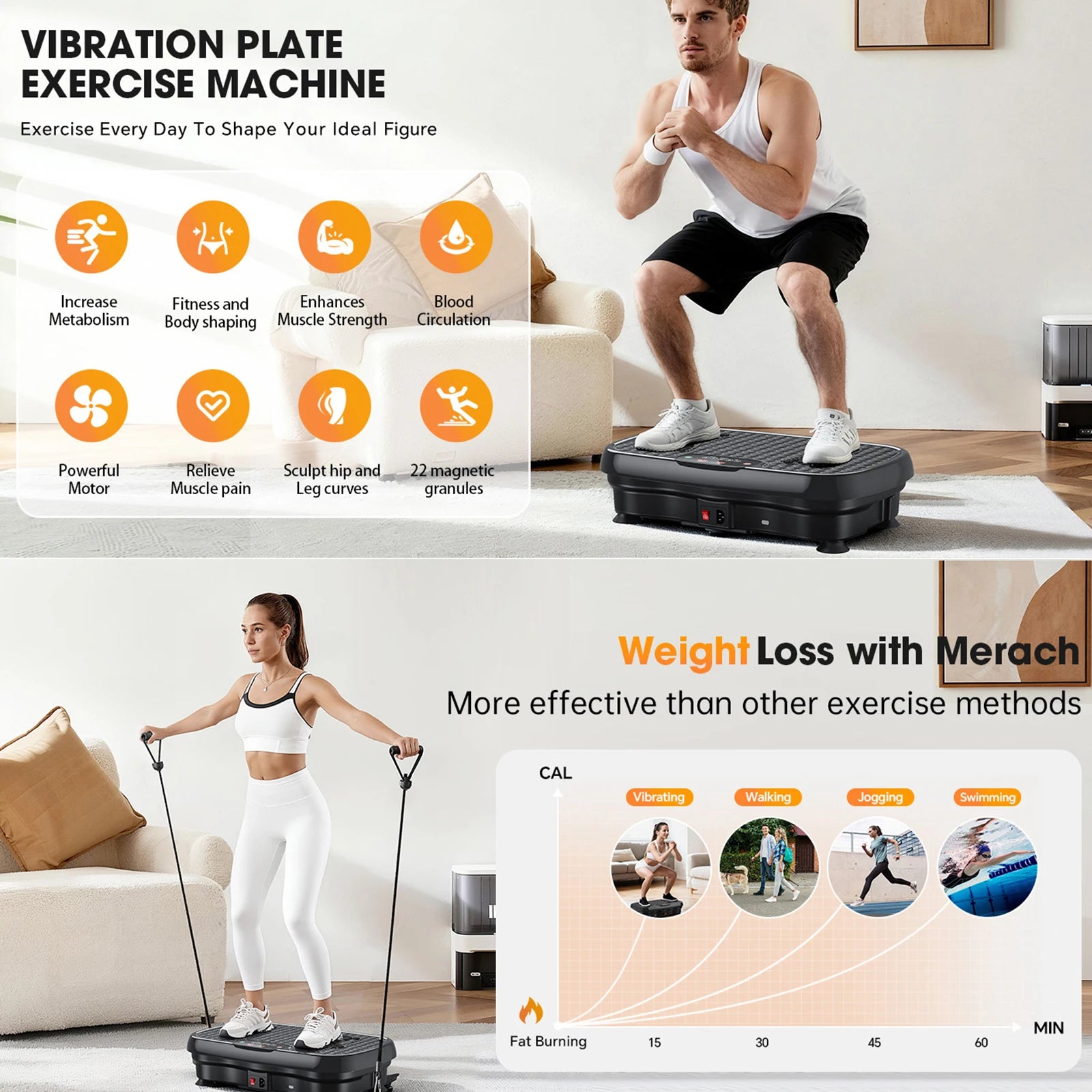 Fat Shaking Bluetooth Full Body Vibration Machine — Adjustable Speed Home Training Platform