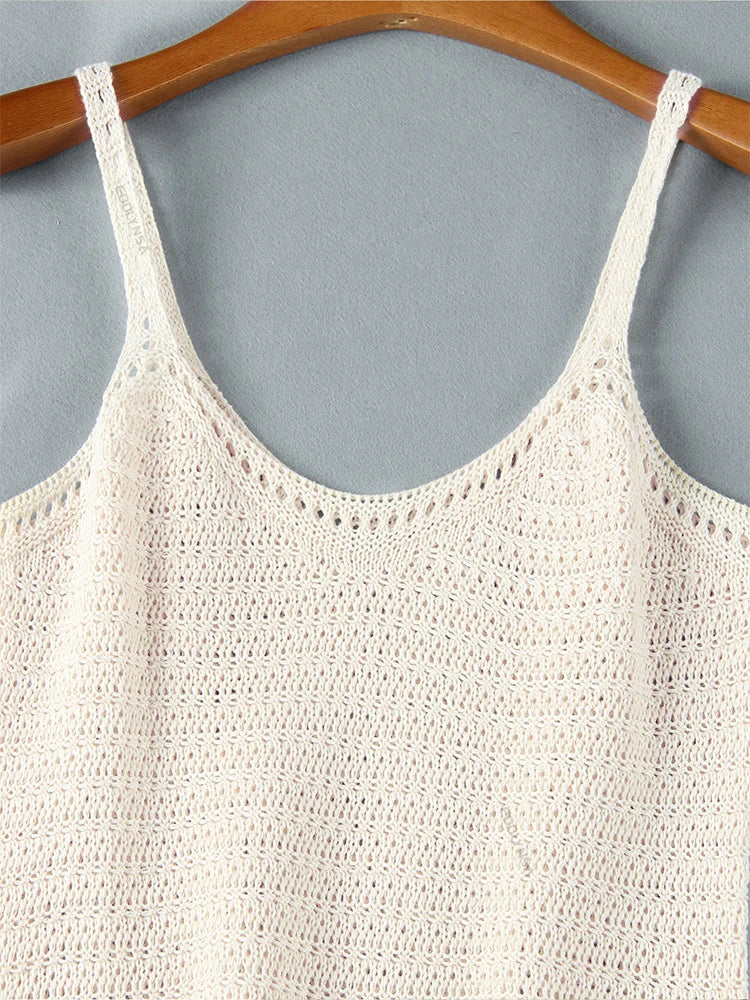 Crochet Halter V-Neck Beach Mini Dress — Ruffle Knit Swimsuit Cover-Up