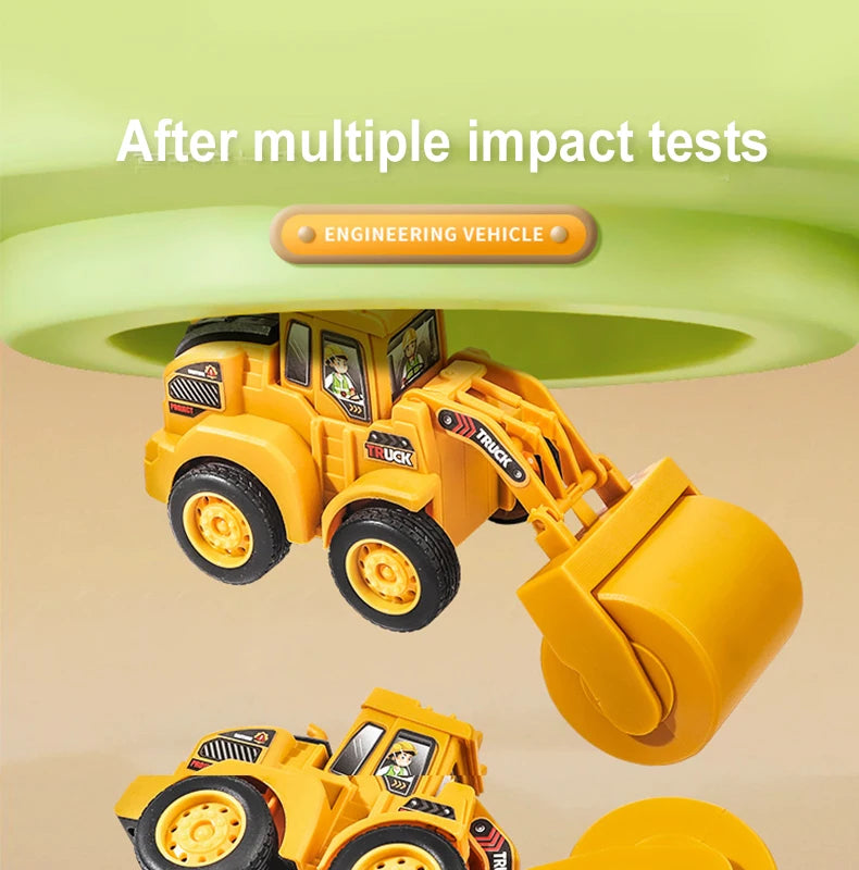 Press & Slide Construction Vehicle Toy – Excavator, Bulldozer & Road Roller for Kids