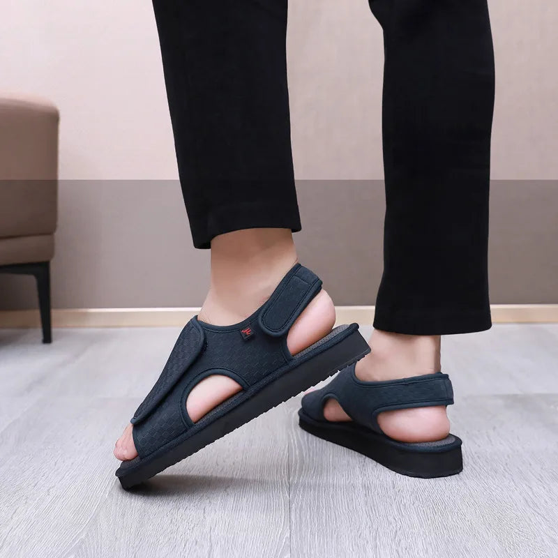 Diabetic Walking Sandals – Breathable Anti-Slip Adjustable Hook & Loop Shoes