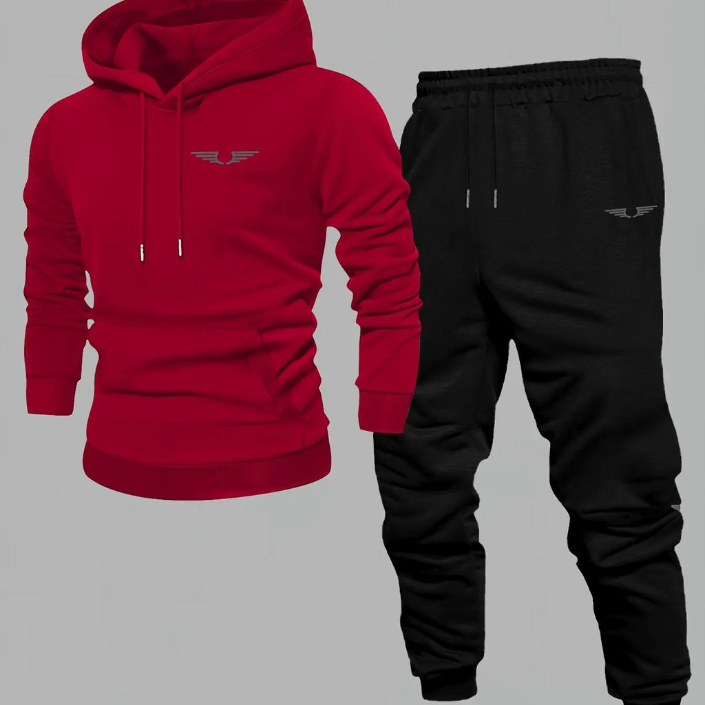 Men's American Streetwear Hooded Sweatshirt – Color Block Long Sleeve Casual Top