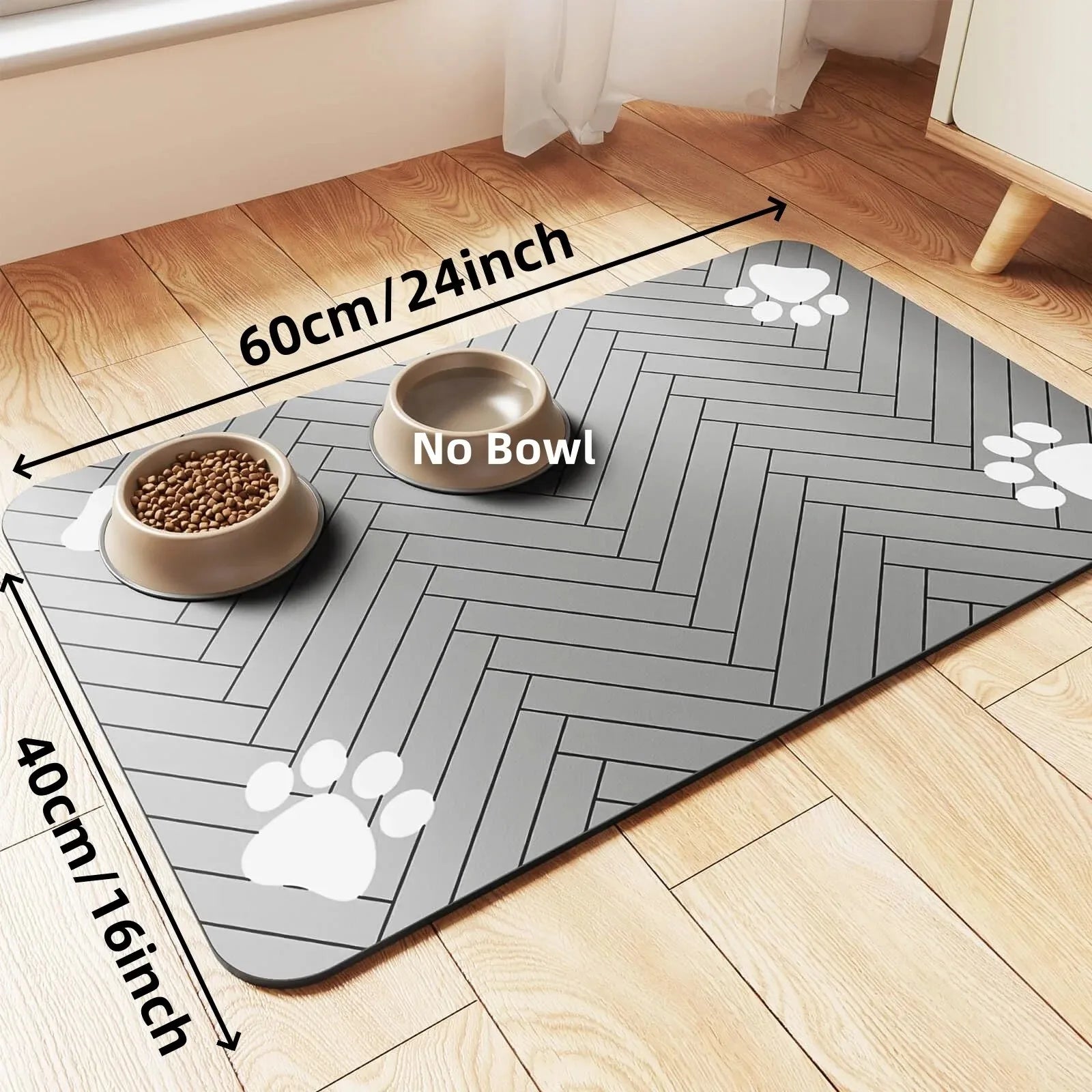 Absorbent Quick-Dry Pet Feeding Mat with Rubber Backing