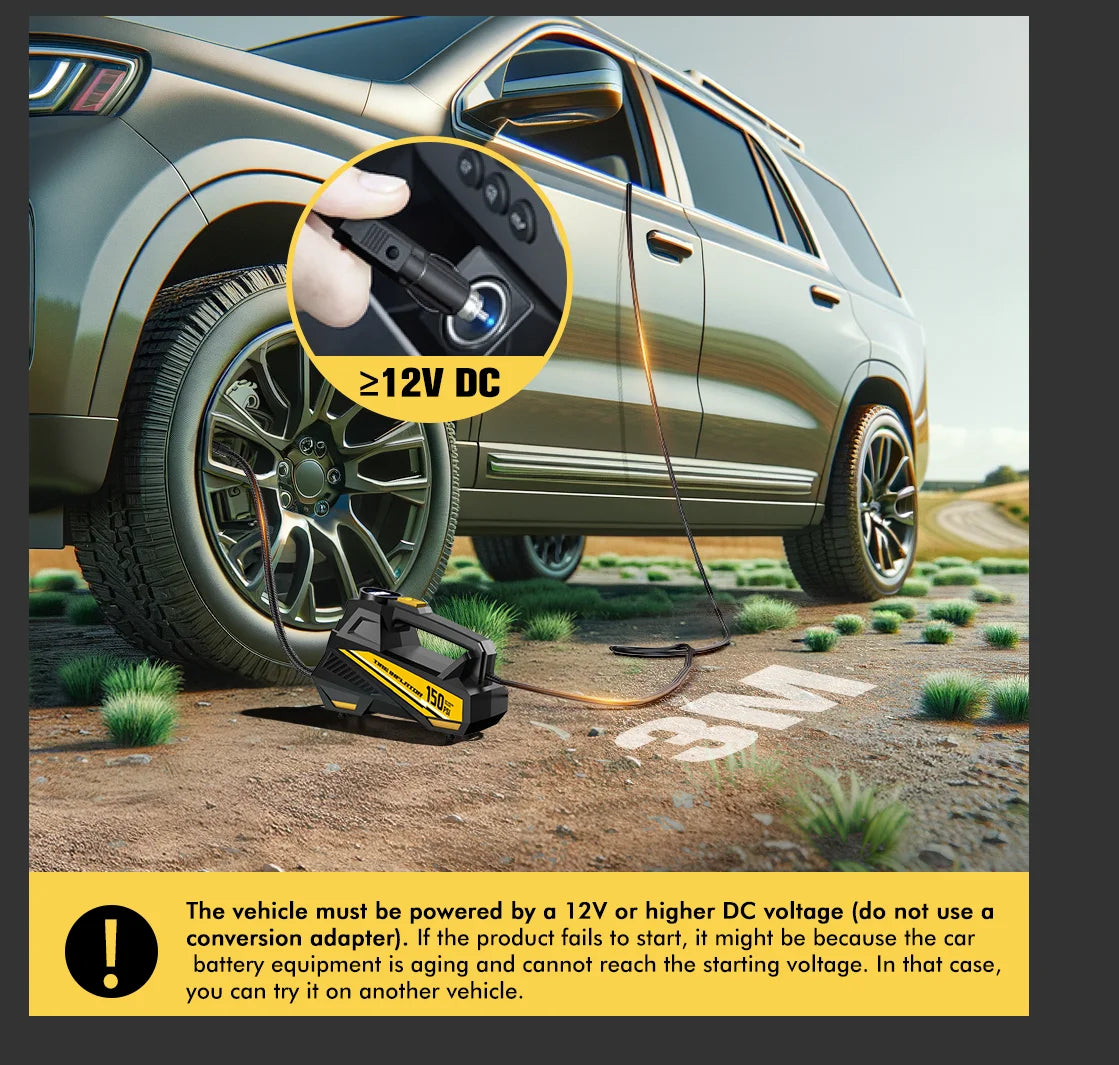 CARSUN 12V Corded Tire Inflator with Digital Gauge