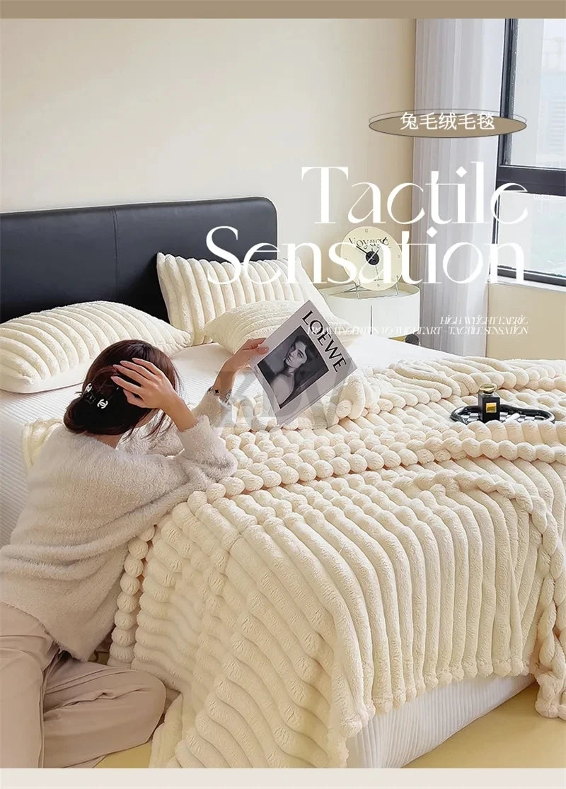 Faux Rabbit Fur Blanket – Plush Throw & Bedding Set Options