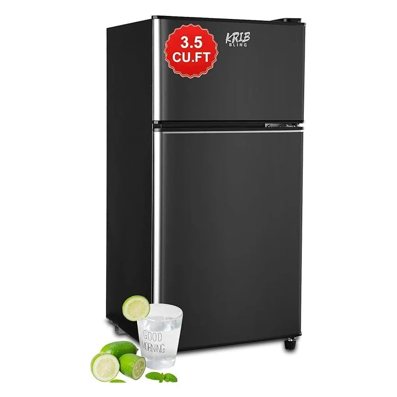 Mini Fridge with Freezer — 2.9 Cu Ft Double Door Small Fridge, Energy Saving, Low Noise, 7-Level Adjustable Thermostat