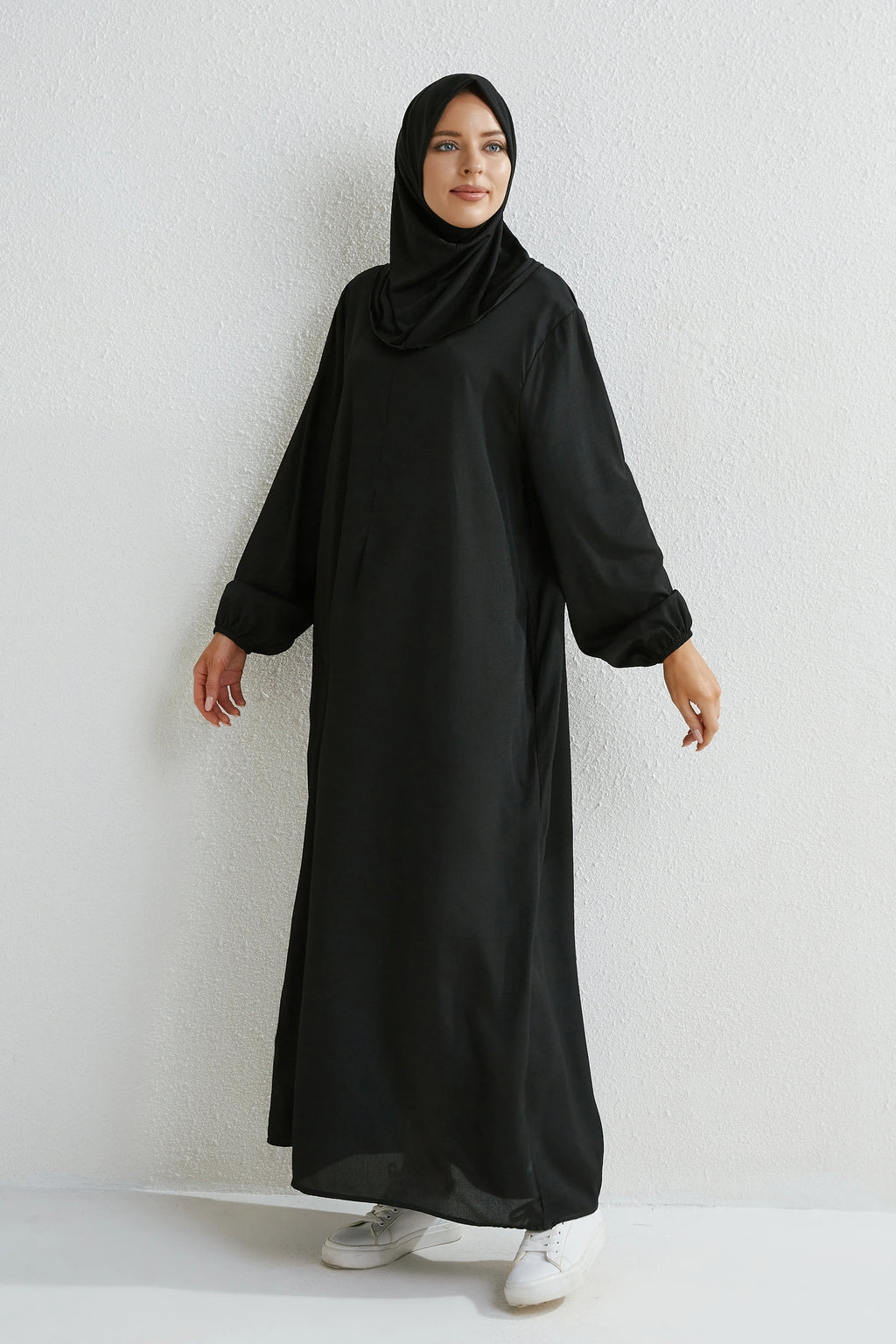 Muslim Floral Printed Full Sleeve Maxi Robe — Loose Modest Long Casual Dress