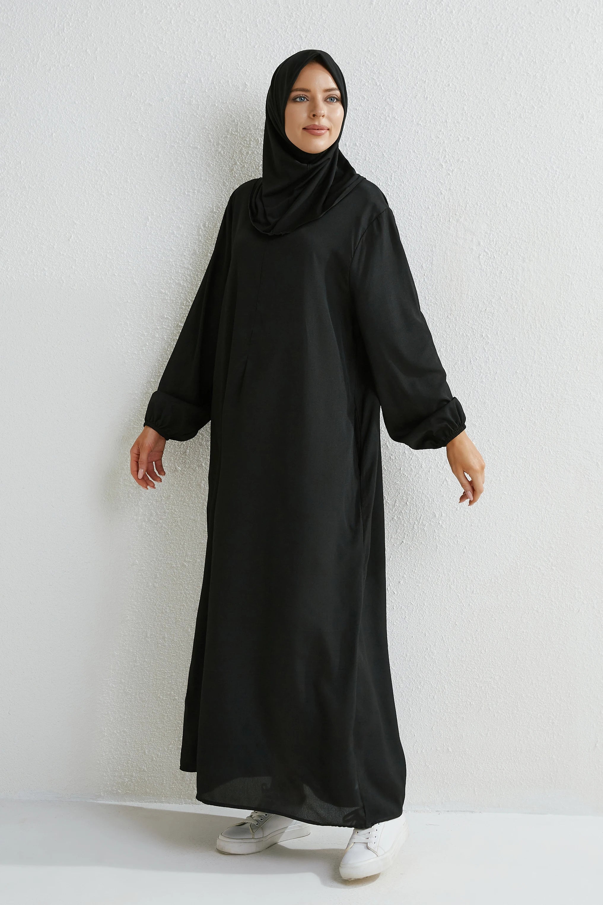 Muslim Floral Printed Full Sleeve Maxi Robe — Loose Modest Long Casual Dress