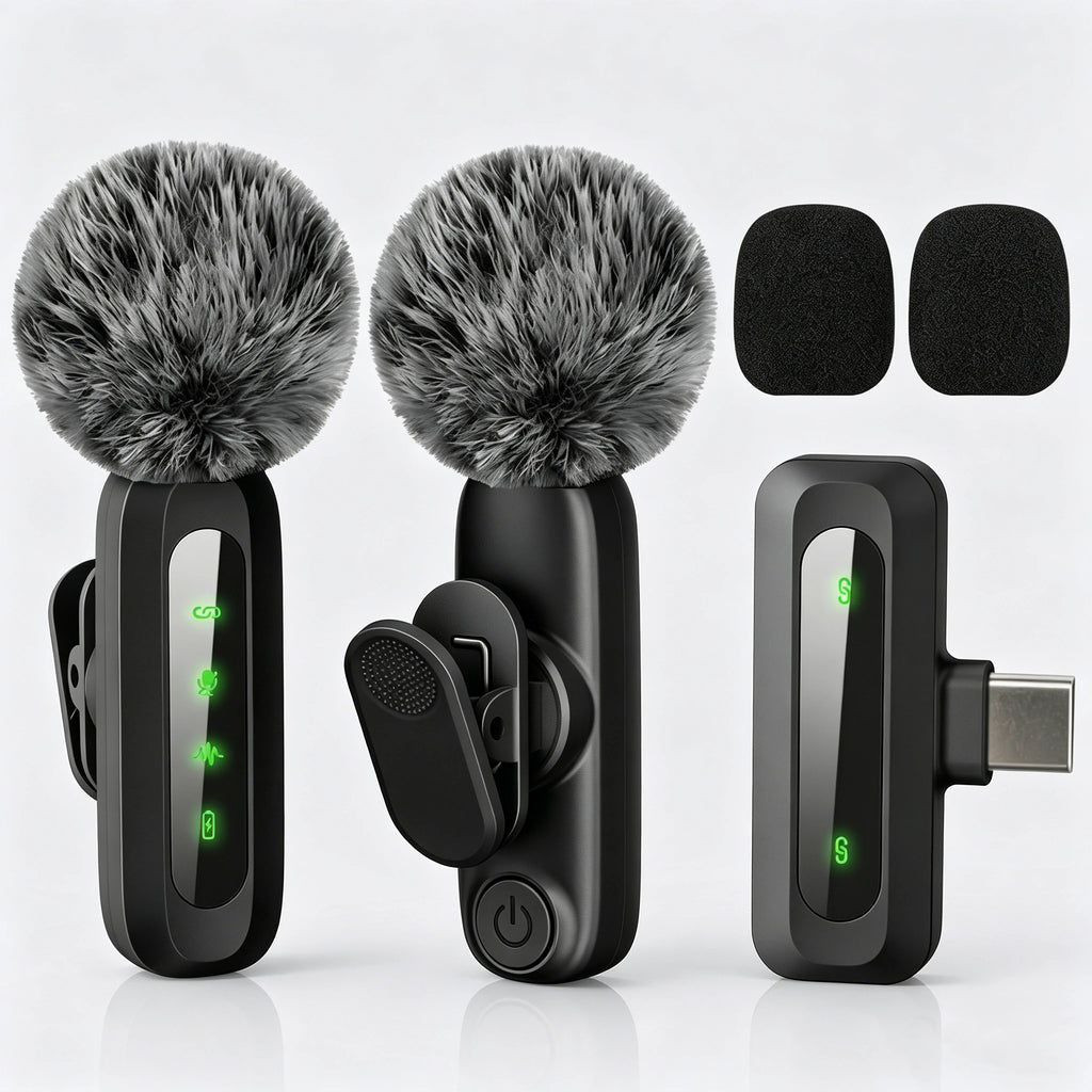 Wireless Lavalier Microphone with Noise Cancelling — Type-C Lapel Mic for iPhone 15+, Android, Vlog & Live Streaming