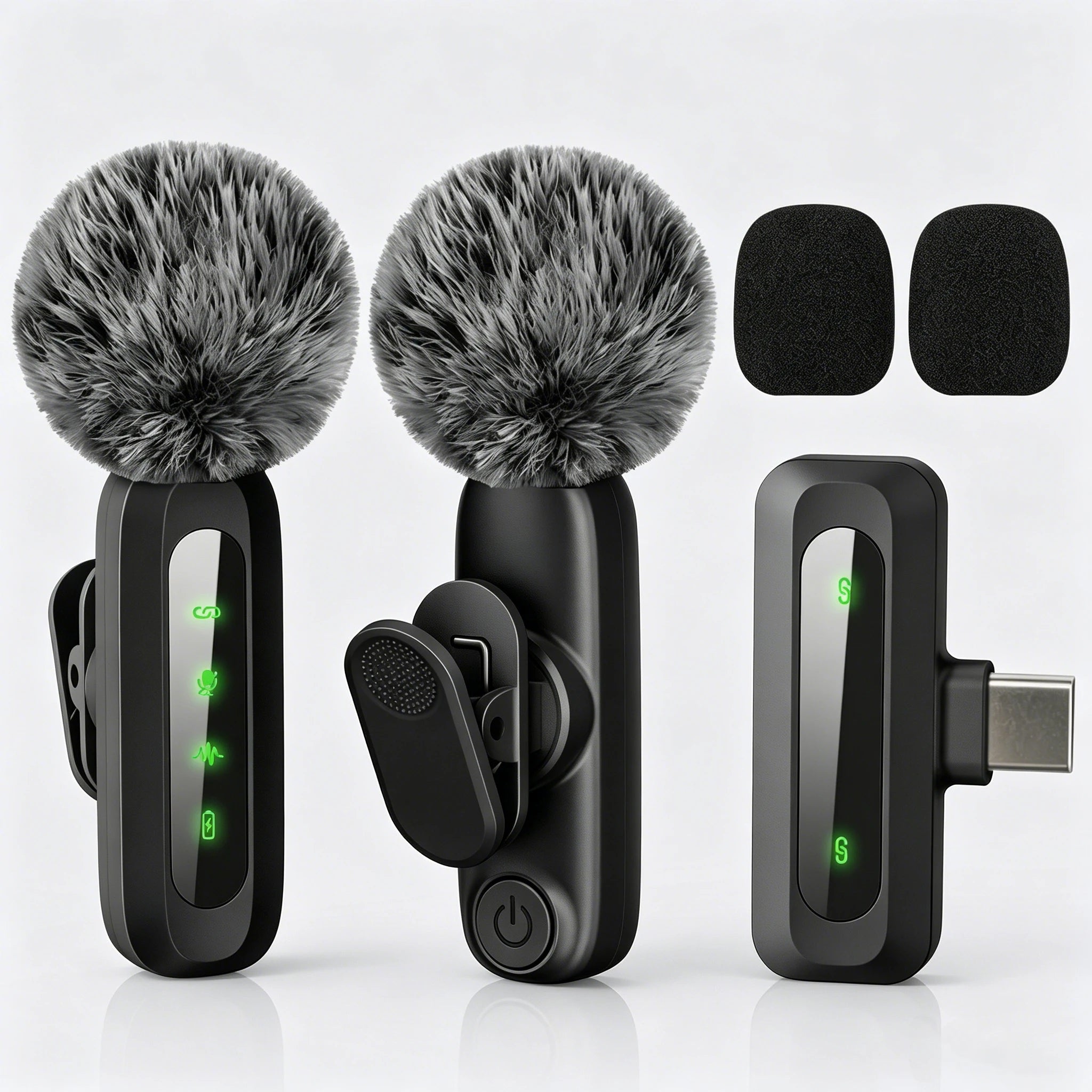 Wireless Lavalier Microphone with Noise Cancelling — Type-C Lapel Mic for iPhone 15+, Android, Vlog & Live Streaming