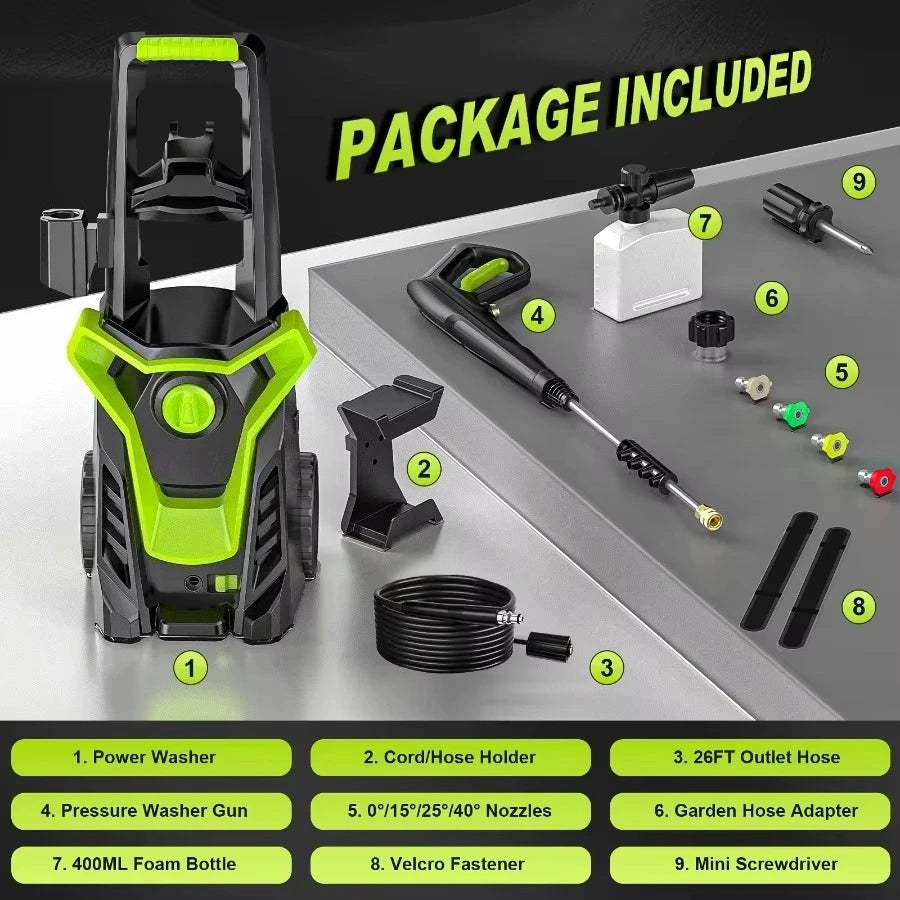 Electric Pressure Washer – Four Nozzles & Foam Cannon