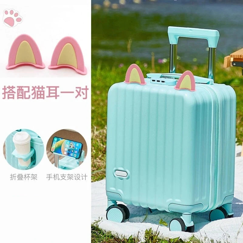 14" Lightweight Carry-On Boarding Suitcase with Cup Holder — Compact Travel Luggage