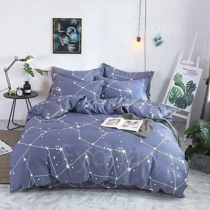 Plaid Print Duvet Cover – Lightweight Polyester-Cotton Bedding Bag, 24 Colors & 3 Sizes