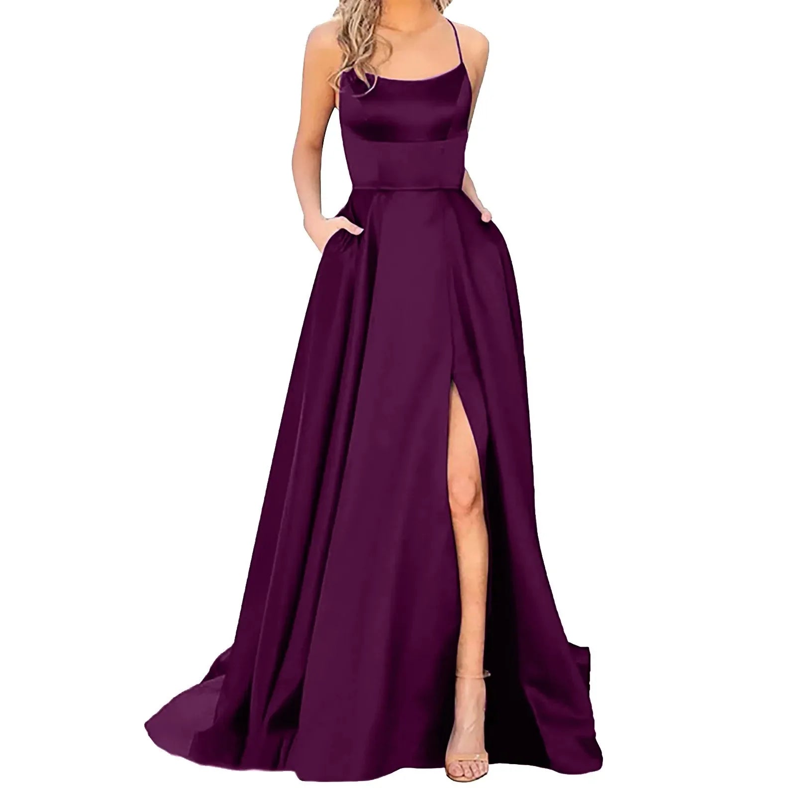 2024 New Women Dress Elegant Vintage Ladies Backless Long Dresses Wine Party Prom Wedding Floor Length Evening Dress For Women