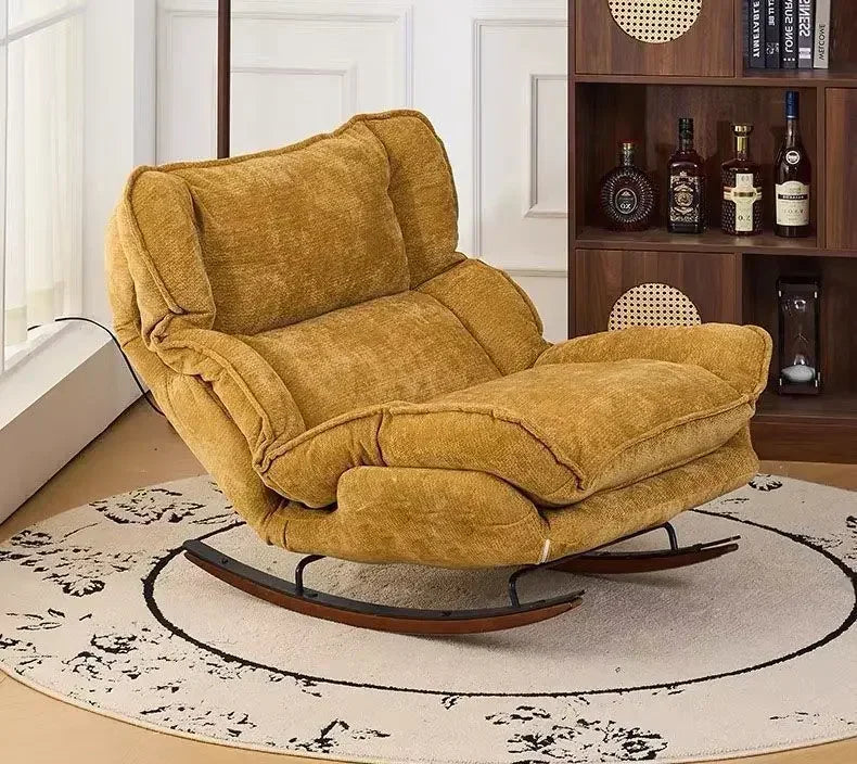 Adjustable Folding Rocking Chair with Cushioned Seat
