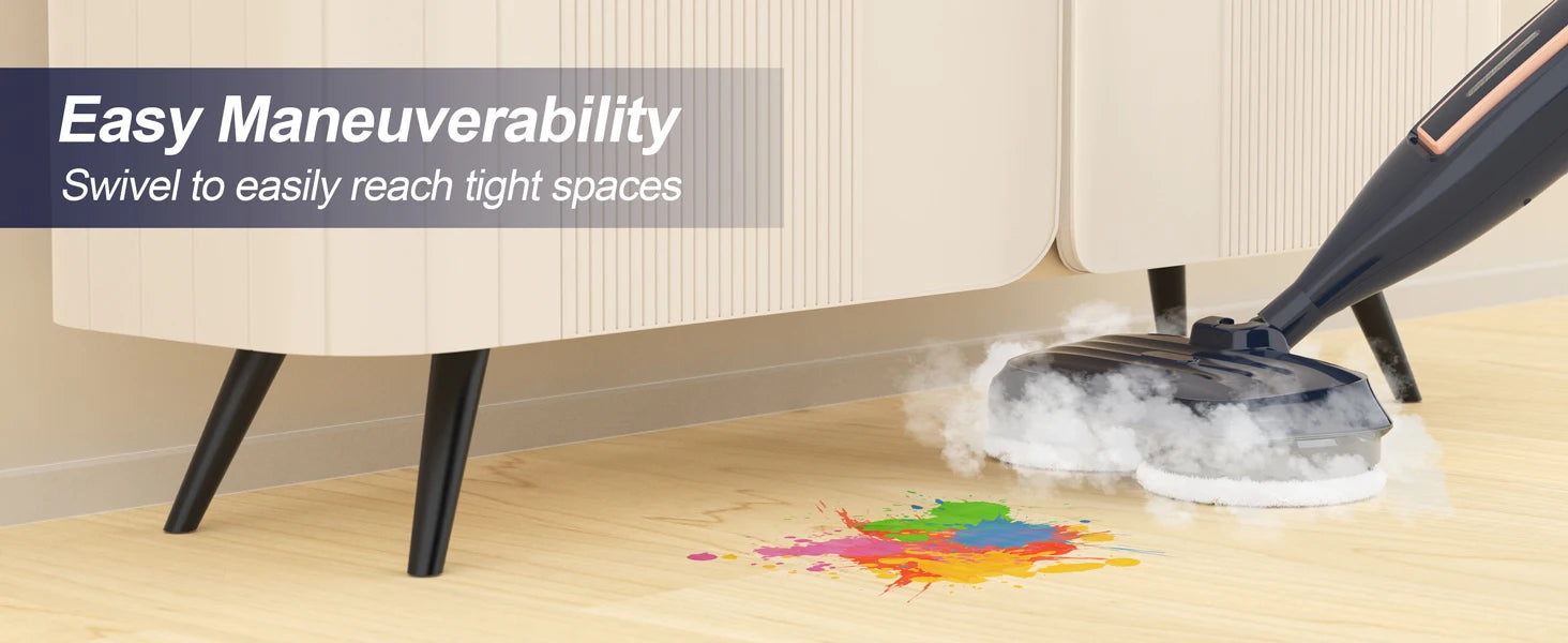 Steam Mop Cleaner with Rotating Mop Pad — 10-in-1, 1300W, 3 Steam Modes, Spin Scrubbing
