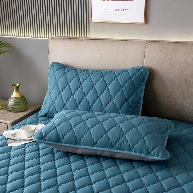 Brushed Cotton Waterproof Pillowcase – Soft Breathable Padded Pillow Cover, Single or 2-Piece Set