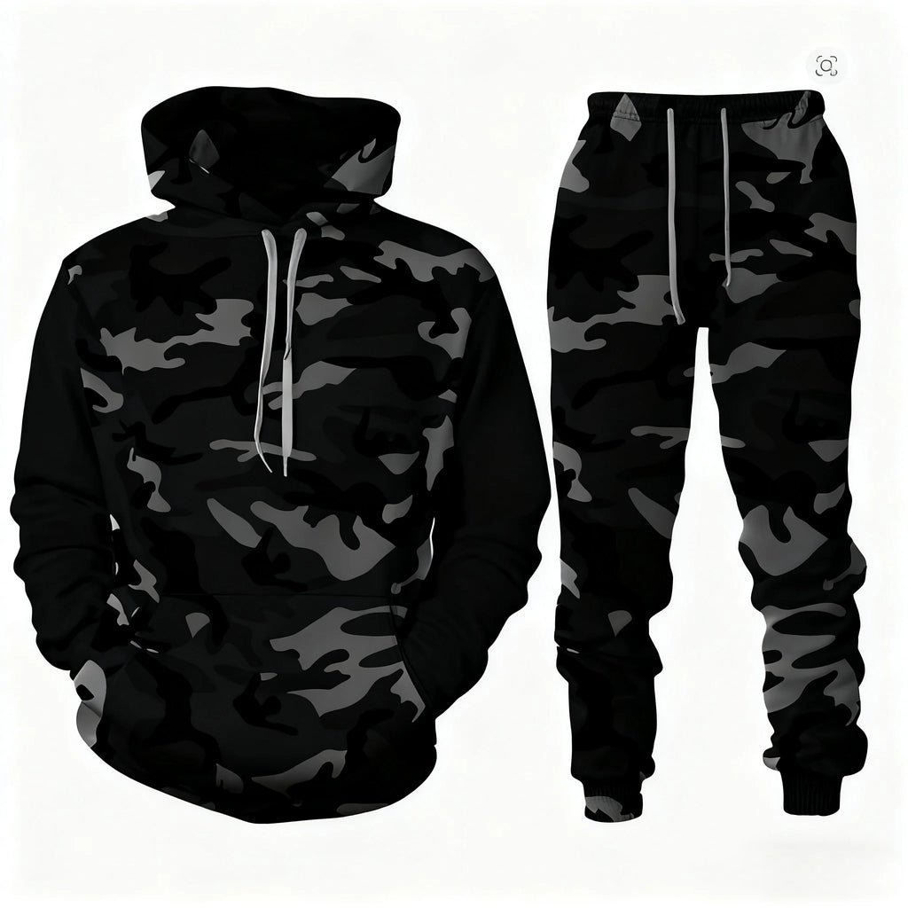 Men's Santa Claus 3D Print Hoodie & Pants Jogging Set – Camouflage Co-Ord