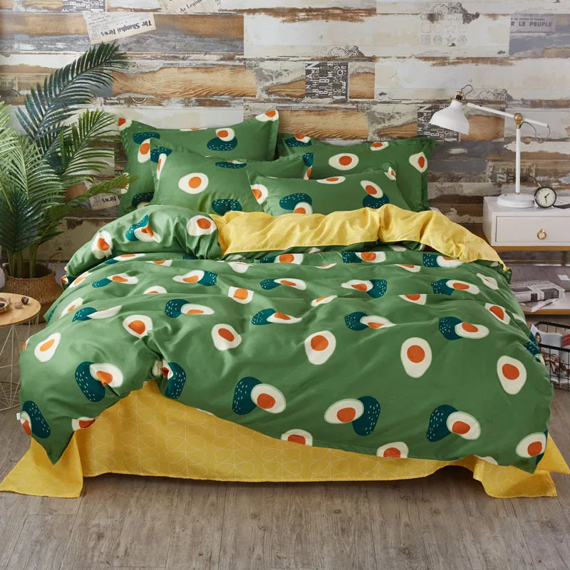 Cartoon Print Duvet Cover Set – Skin-Friendly 400TC Polyester, 3-Piece with 2 Pillowcases, 20 Designs & 4 Sizes
