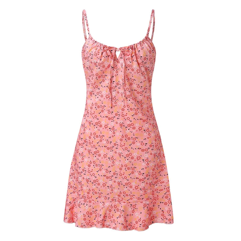 Women's Floral Camisole Mini Dress – Casual Comfortable Summer Skirt Dress