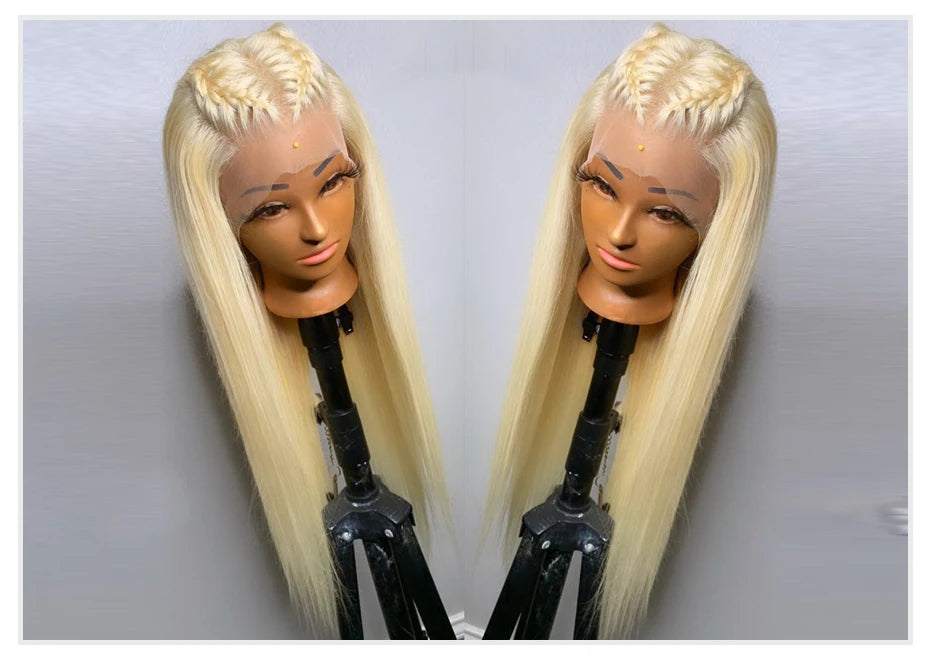 13x4 13x6 360 HD Transparent 613 Honey Blonde Color Lace Front Human Hair Wigs for Women Raw Brazilian Straight Lace Frontal Wig