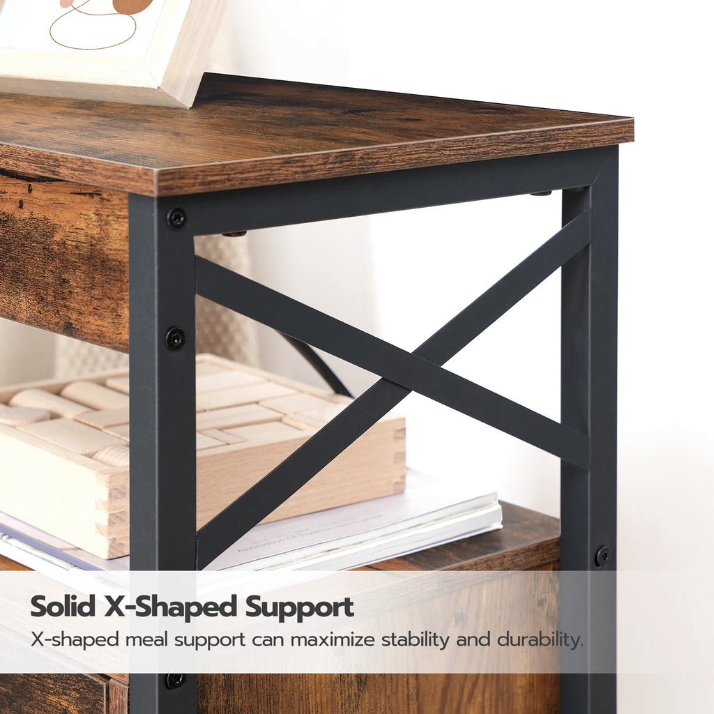 Bedside Nightstand with Built-In Charging Station — 2 AC Outlets & 2 Power Ports